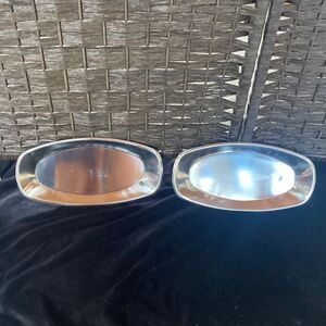 Set of 2 Adcraft Stainless Steel Oblong Trays Made in Japan MCM